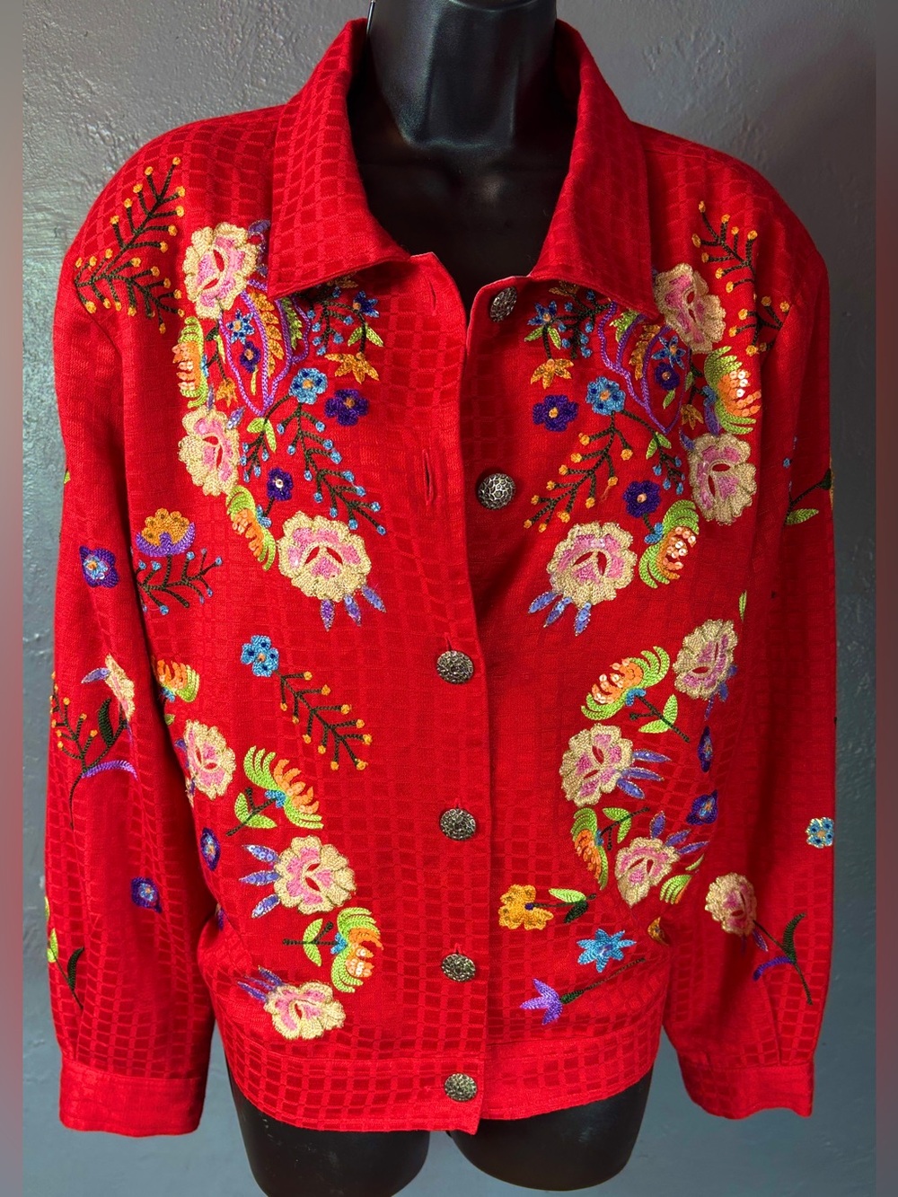 Vintage ALEX KIM Embroidered BoHo Jacket Size XL